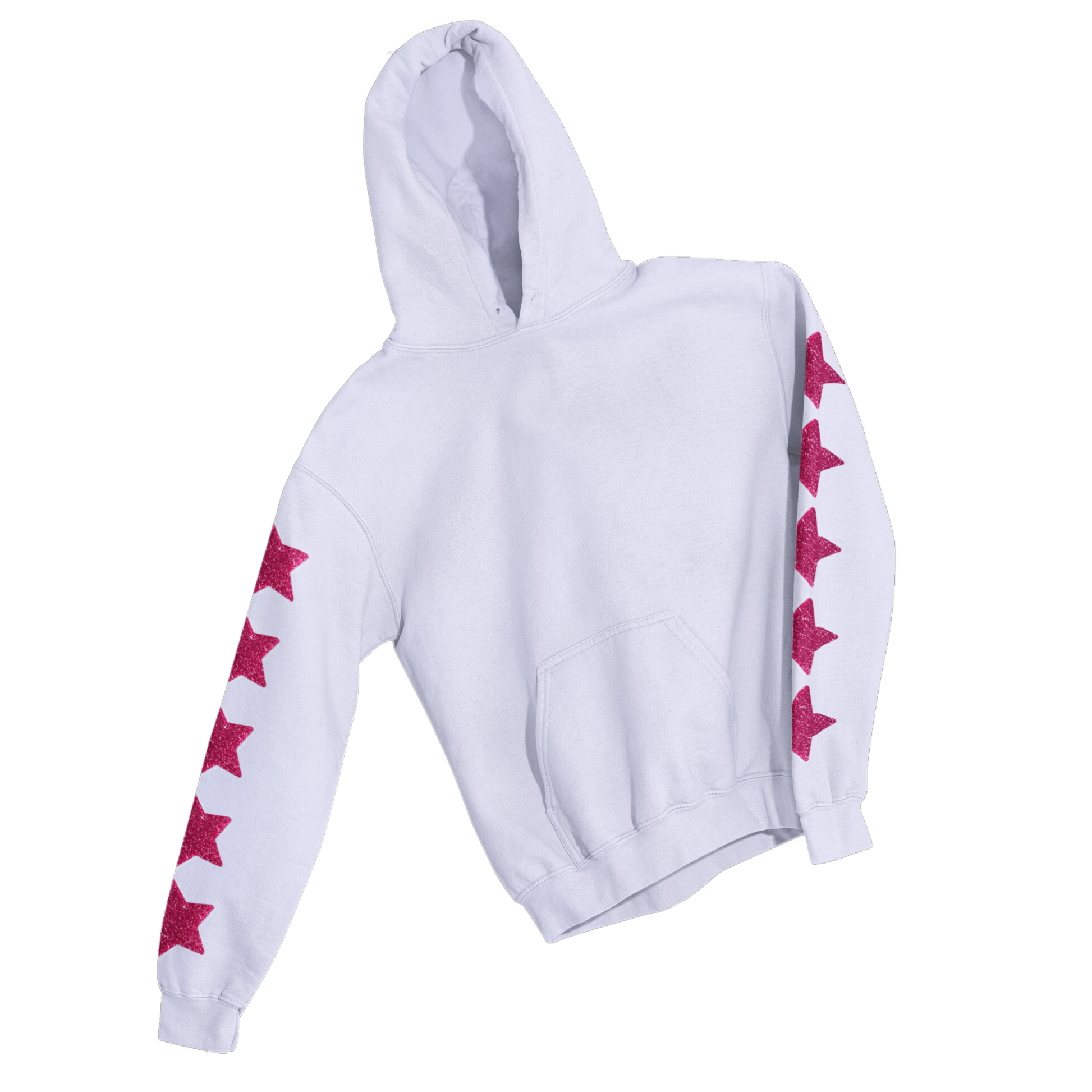 PINK GLITTER STARS SLEEVES HOODIE