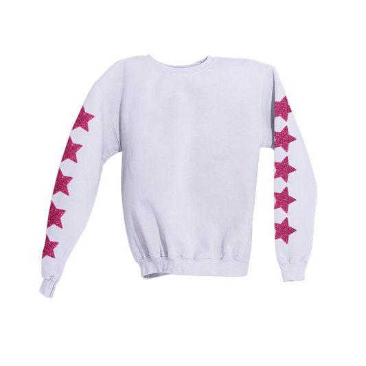 PINK GLITTER STARS SLEEVES SWEATSHIRT