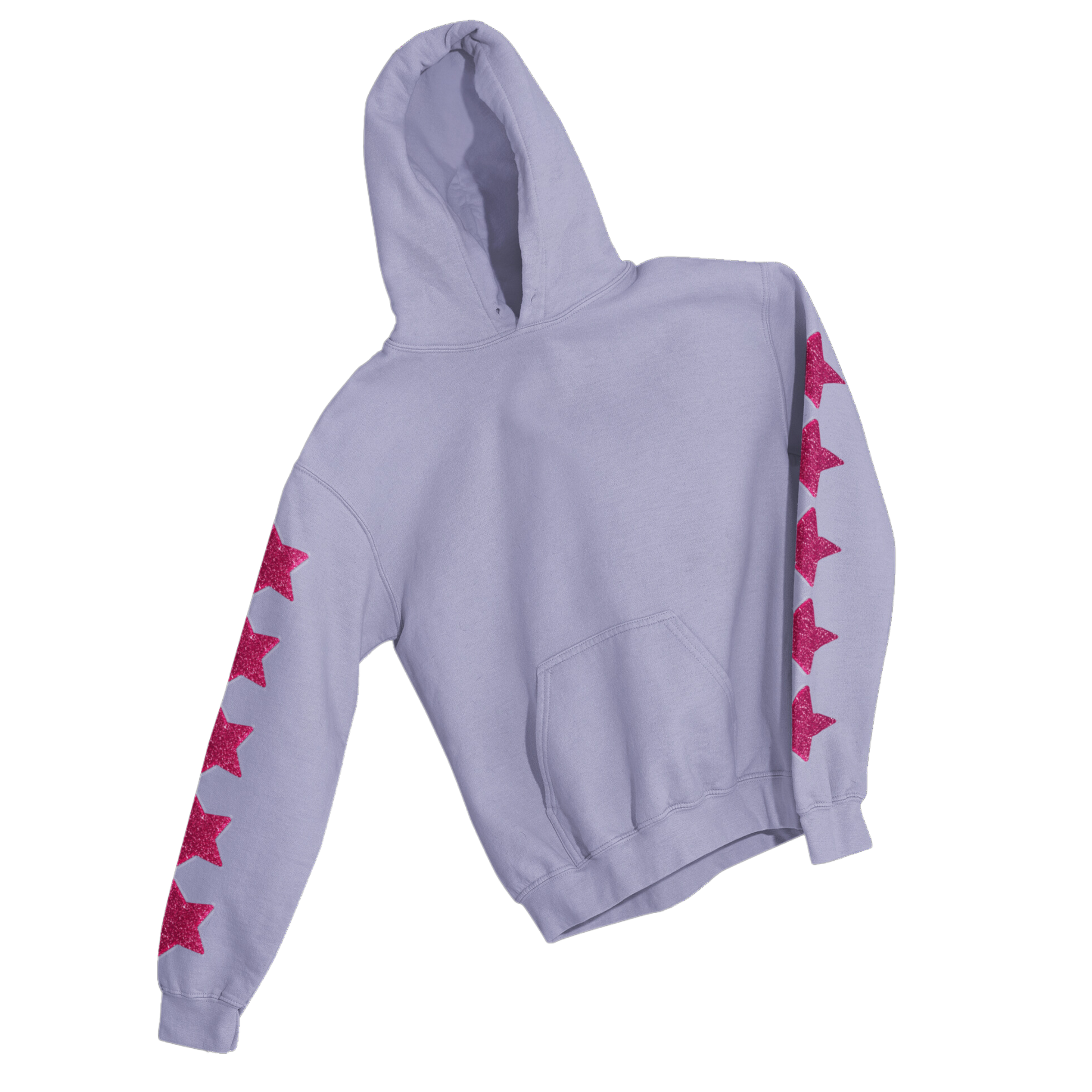 PINK GLITTER STARS SLEEVES HOODIE