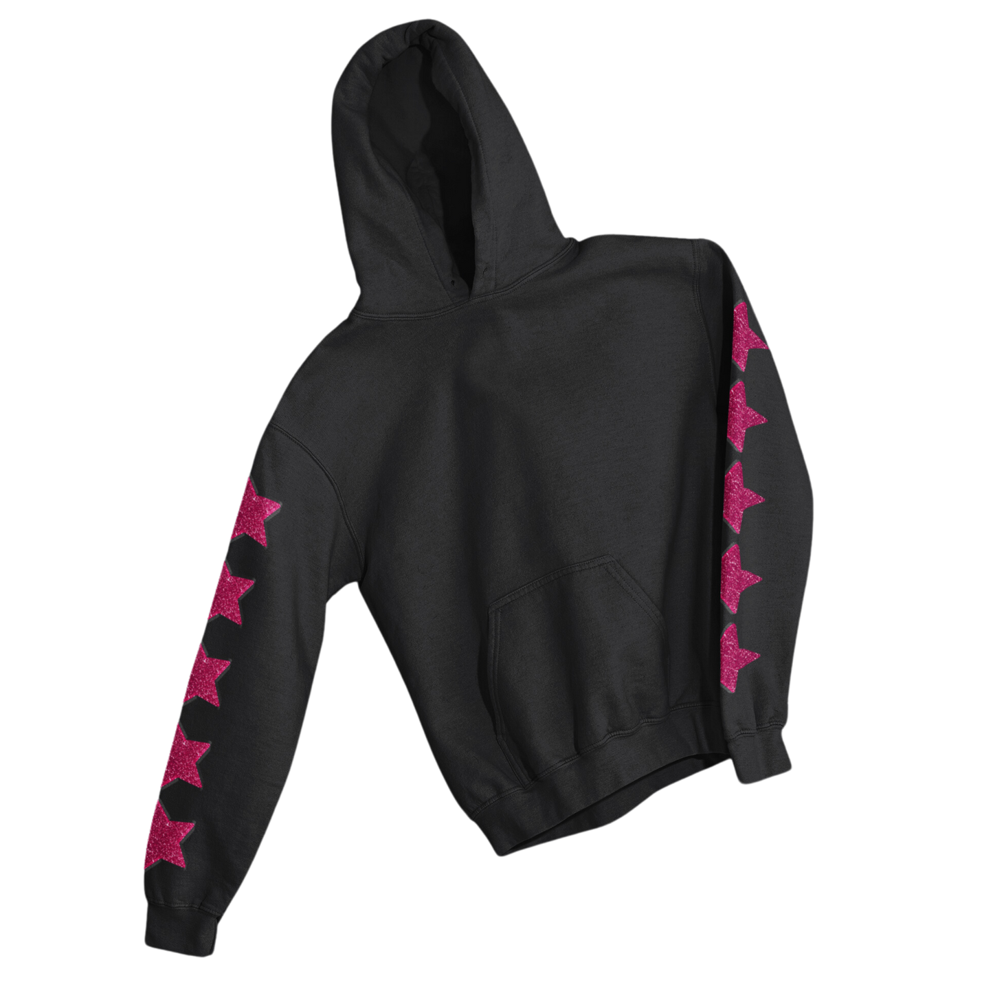 PINK GLITTER STARS SLEEVES HOODIE