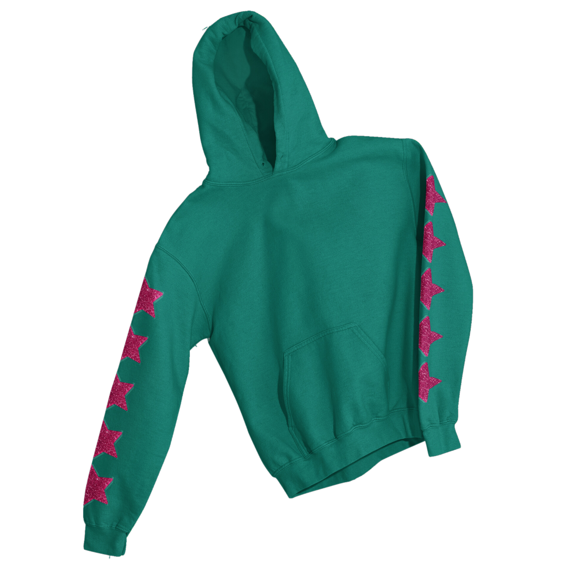 PINK GLITTER STARS SLEEVES HOODIE