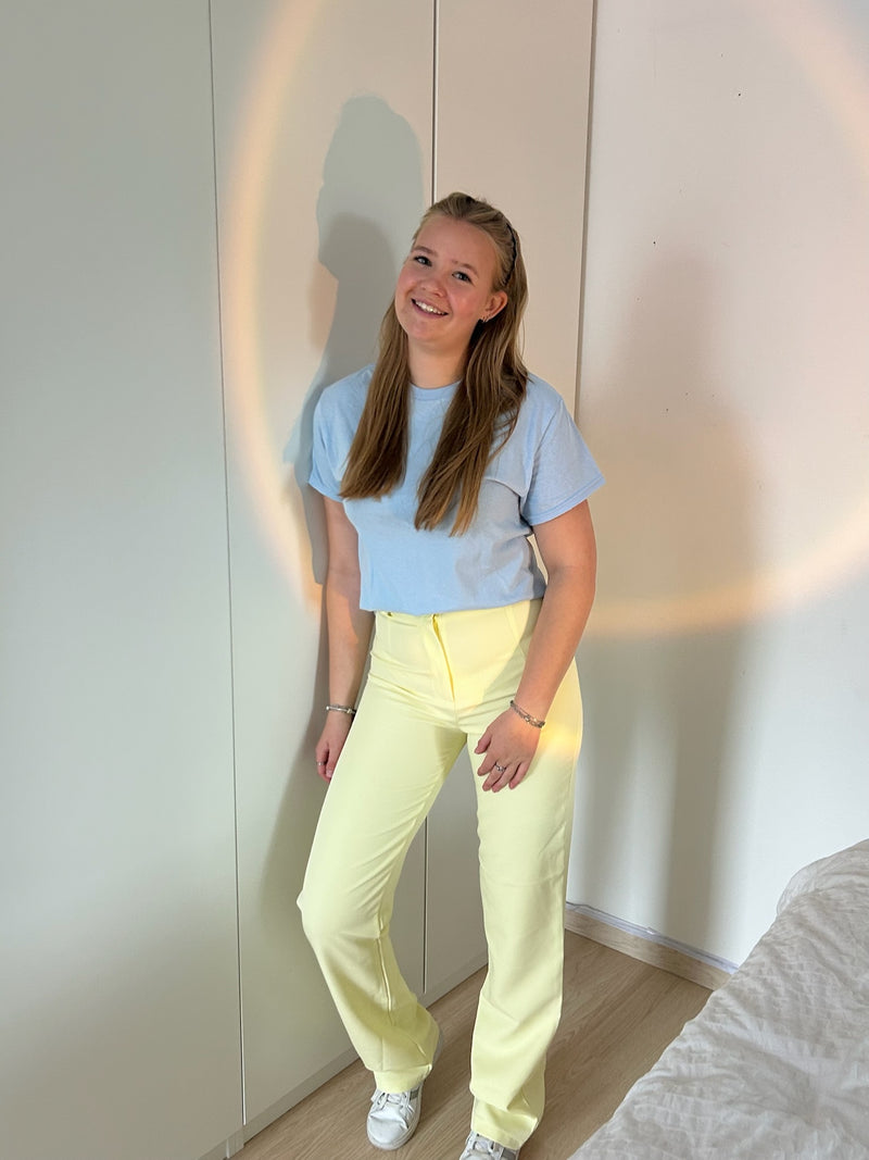 Pantalon met stretch – Geel