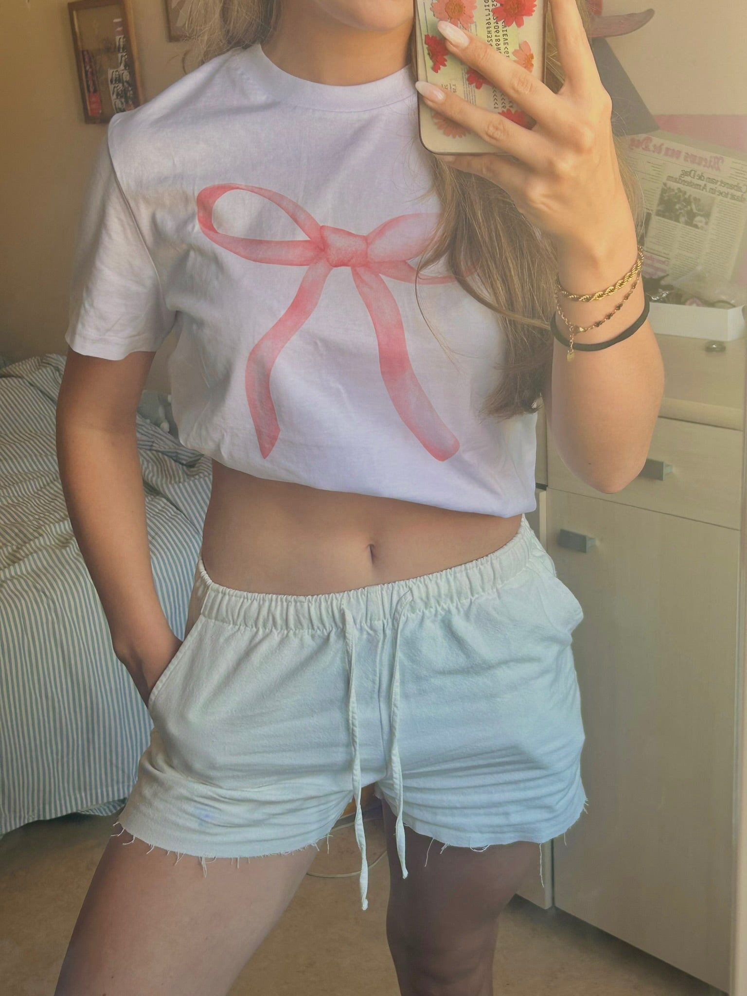 PINK FRONT BOW SHIRT