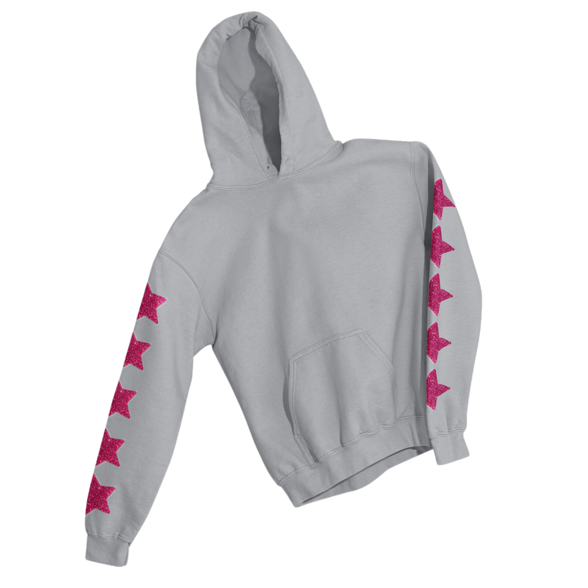 PINK GLITTER STARS SLEEVES HOODIE