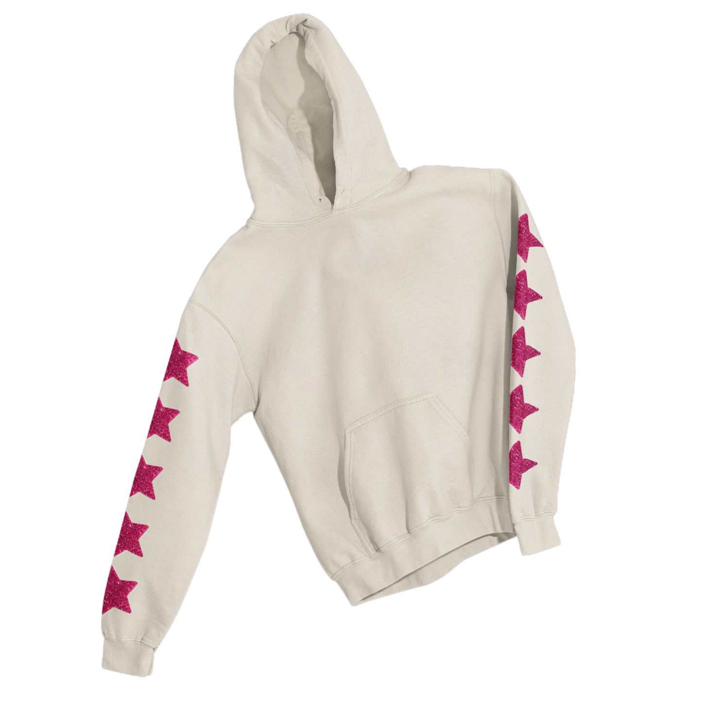 PINK GLITTER STARS SLEEVES HOODIE