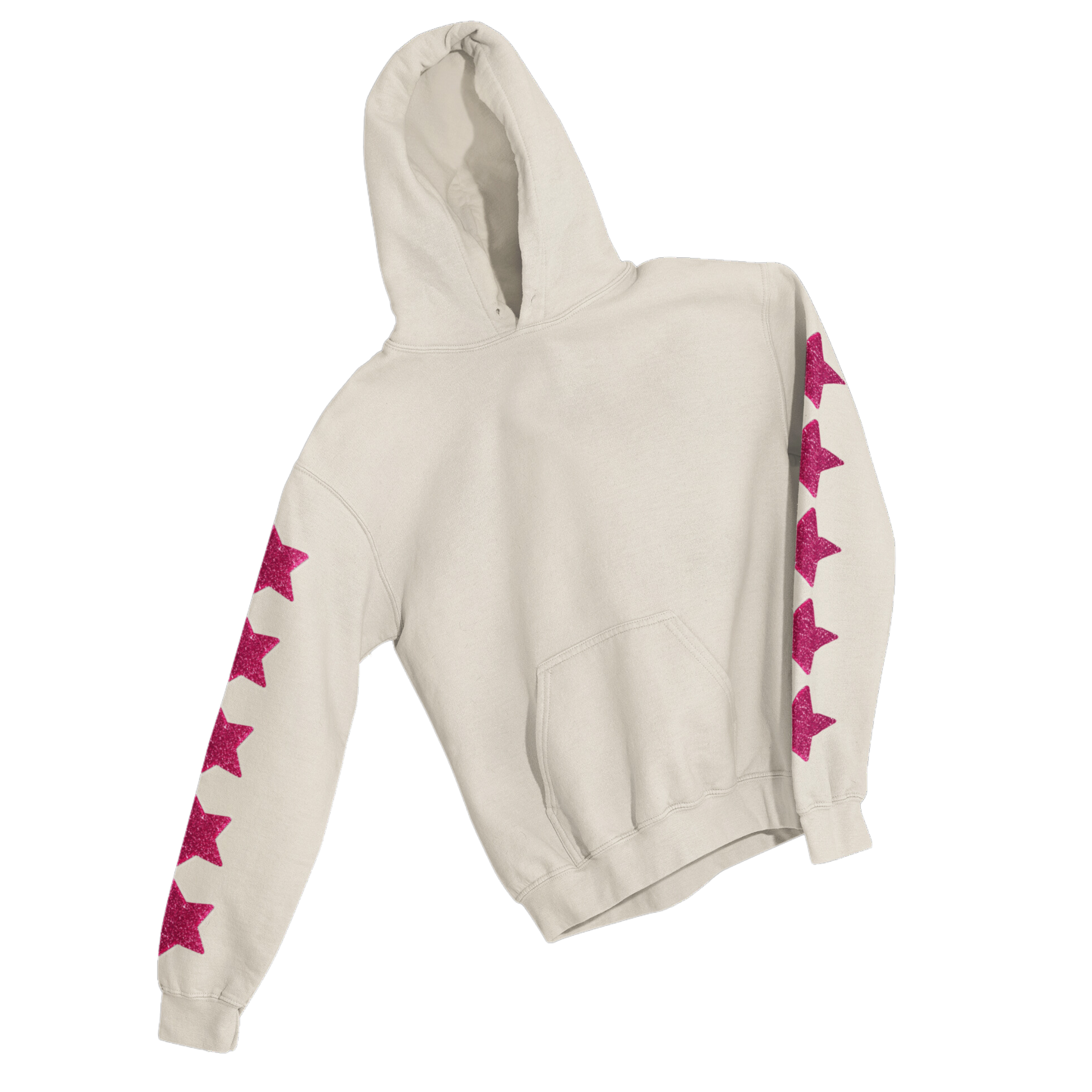 PINK GLITTER STARS SLEEVES HOODIE