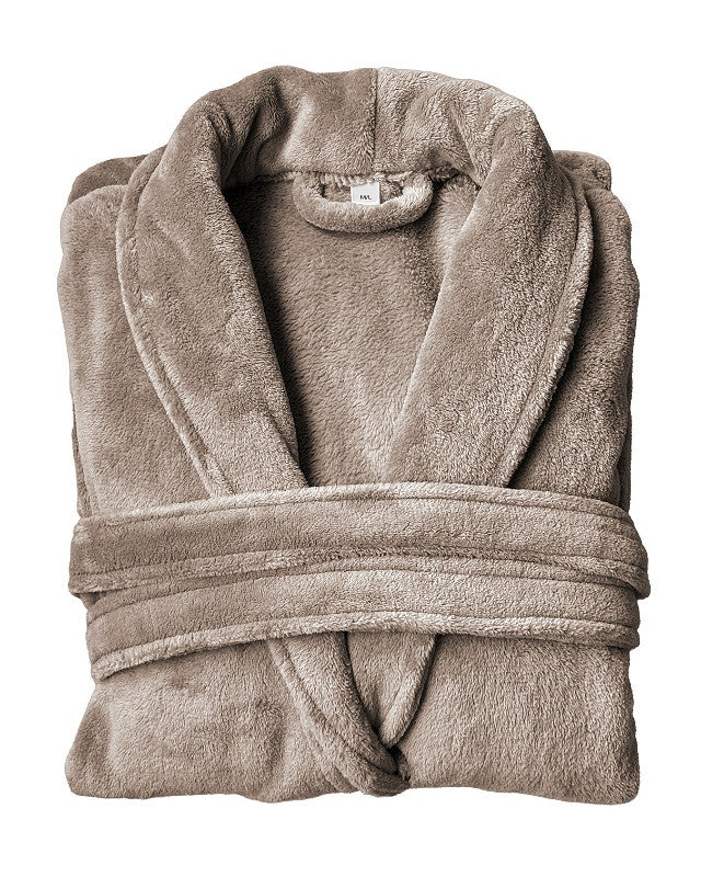 Personalised bathrobe Taupe – coral fleece badjas met naam