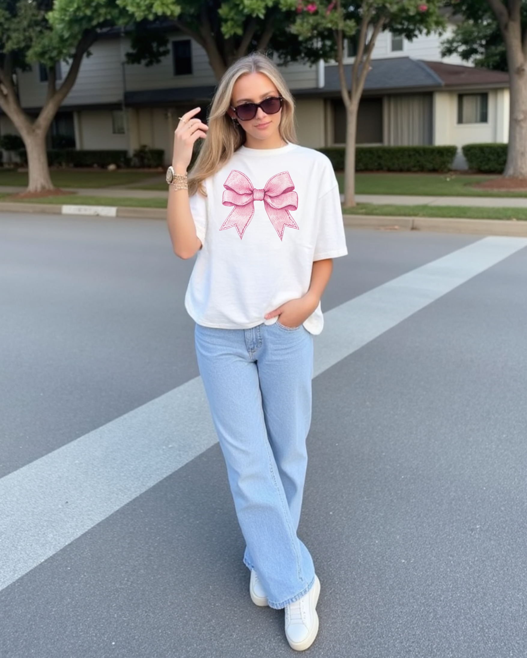 PINK BOW GIRLIE SHIRT