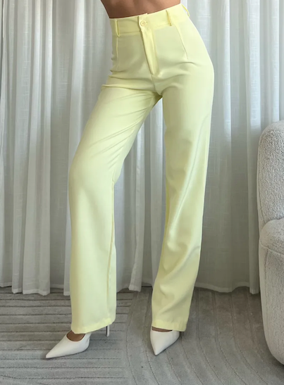 Pantalon met stretch – Geel